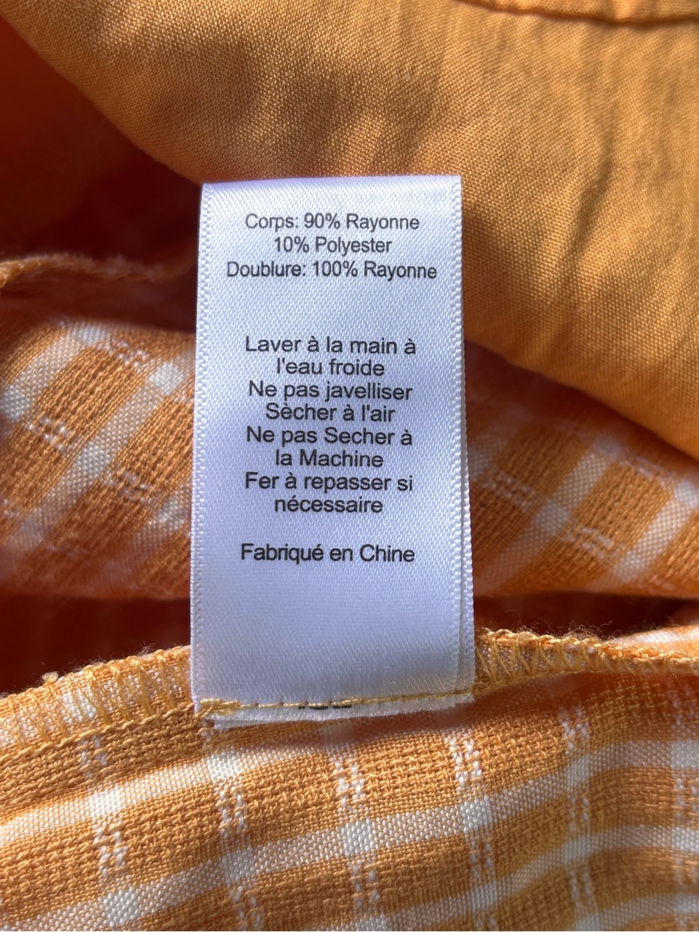 Altar'd State Apricot Gingham Puff-Sleeve Tie-Front Mini Dress Size Small - Picture 10 of 10